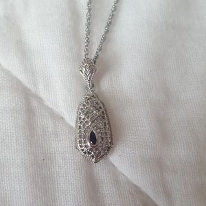 Real Silver and black vintage mid length necklace